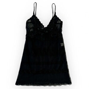 Vintage Black Lace Babydoll Mini Slip Dress